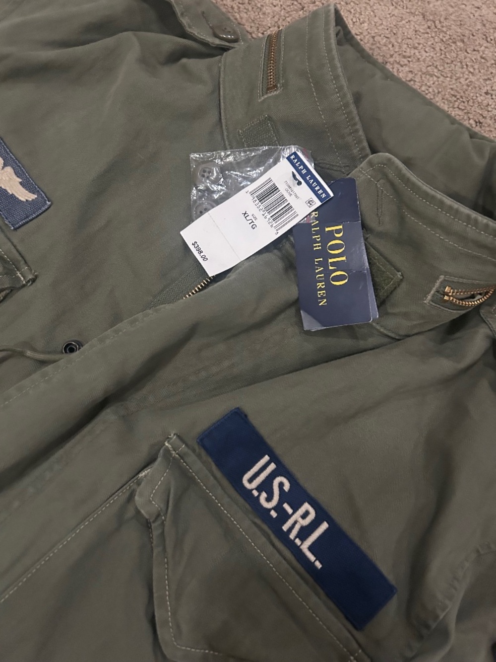 Ralph Lauren Military style olive men’s XL jacket